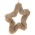 Floristik24 Hanging Faux Fur Star Decoration 21cm Beige 4Pcs