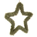 Floristik24 Set of 3 Green Faux Fur Hanging Stars 30cm for Indoor Decoration