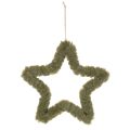 Set of 3 Green Faux Fur Hanging Stars 30cm for Indoor Decoration | Floristik24.co.uk
