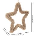 Decorative star-shaped faux fur decoration for hanging, 30cm, 3 pieces | Floristik24.co.uk