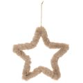 Decorative star-shaped faux fur decoration for hanging, 30cm, 3 pieces | Floristik24.co.uk