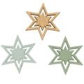 Floristik24 Wooden Star Table Scatter Decorations 3cm Mixed Colours Pack of 72