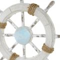 Floristik24 Maritime decoration, wooden steering wheel natural, blue and white shabby chic Ø35cm
