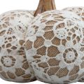 Floristik24 Fabric pumpkin decoration jute lace white/beige vintage decoration Ø15cm