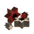 Floristik24 Wood star mix for scattering red, gray 2cm 96pcs