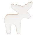 Elk Standing Wooden Decoration, 6 cm, White and Natural, Set of 8 | Floristik24.co.uk