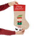 Set of 3 Christmas Stockings with Santa, Snowman, and Elf Designs, 50cm, Red and Beige Fabric | Floristik24.co.uk