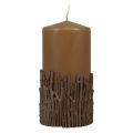 Floristik24 Pillar candle branches decor candle brown caramel 150/70mm 1pc