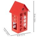 Red Metal Candleholder Houses with Tray, 35cm, 1 Set | Floristik24.co.uk