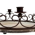 Floristik24 Tray with 4 candle holders Ø38cm brown