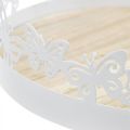 Floristik24 Spring tray, butterfly decoration, table decoration, metal decoration for planting white Ø20cm H6.5cm