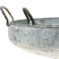 Floristik24 Metal bowl with handles, planter, decorative tray antique look white washed L51/40.5cm set of 2