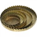 Metal plates for decorating, table decoration, candle tray round golden antique look Ø7.5/10/12/15/18cm H2cm set of 5 | Floristik24.co.uk