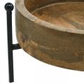 Floristik24 Round wooden tray, bowl with feet, wooden decoration for planting natural, black Ø19.5cm H11cm