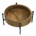 Floristik24 Round wooden tray, bowl with feet, wooden decoration for planting natural, black Ø19.5cm H11cm