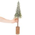 Artificial fir tree, iced finish, with wooden base, winter decoration, 60cm | Floristik24.co.uk