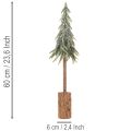 Artificial fir tree, iced finish, with wooden base, winter decoration, 60cm | Floristik24.co.uk