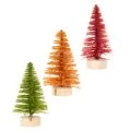 Miniature Artificial Pine Trees with Wooden Base 12cm Set of 6 | Floristik24.co.uk