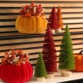 Artificial Mini Christmas Trees with Wooden Base, 16cm, Set of 6, Multicoloured | Floristik24.co.uk