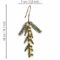 Artificial fir branch with gold-colored mini Christmas tree baubles, 46cm, 2 pieces | Floristik24.co.uk