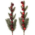 Floristik24 Kunststoff Pine Branch with Red Christmas Ornaments 48cm, Set of 2