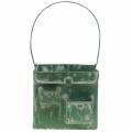 Floristik24 Planter bag with handle metal green, white washed H20cm
