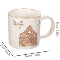Ceramic Mug with House Design and Relief Pattern, 9cm, Beige and White | Floristik24.co.uk