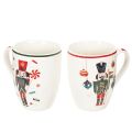 Floristik24 Ceramic Christmas Mug Set with Nutcracker and Candy Cane Design 10cm - 2 Pieces