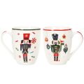 Ceramic Christmas Mug Set with Nutcracker and Candy Cane Design 10cm - 2 Pieces | Floristik24.co.uk