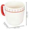 Ceramic Coffee Mug Set with Red Handle, Knit Pattern, and Heart Design, 9cm, 2pcs | Floristik24.co.uk