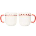 Ceramic Coffee Mug Set with Red Handle, Knit Pattern, and Heart Design, 9cm, 2pcs | Floristik24.co.uk