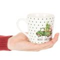 Merry Christmas Ceramic Mugs with Festive Car Design, Set of 2, 10cm | Floristik24.co.uk