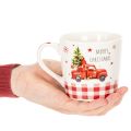 Set of 2 Christmas Ceramic Mugs with Red Car and Tree Design, 10cm | Floristik24.co.uk