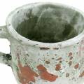 Floristik24 Plant pot cachepot cup vintage grey, natural clay Ø8.5cm H8cm 4pcs