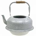 Floristik24 Planter tea kettle zinc gray, white washed Ø26cm H15cm