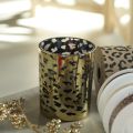Glass tealight holder with leopard print for table decoration, 12cm | Floristik24.co.uk