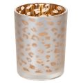 Floristik24 Glass tealight holder with leopard print, 12cm