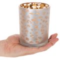 Glass tealight holder with leopard print, 12cm | Floristik24.co.uk