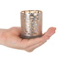 Glass tealight holder with leopard print, two-tone, 8cm | Floristik24.co.uk