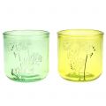 Floristik24 Decorative glass lantern green / yellow Ø9cm H9cm 6pcs