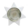 Floristik24 Tealight holder white star shape with glass Ø10cm H10,5cm 2pcs