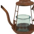Floristik24 Tealight holder rust glass lantern teapot Ø13cm H22cm