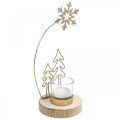 Floristik24 Tealight holder fir and snowflake metal Ø10cm H24cm