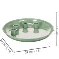 **Green Metal Advent Wreath Plate with Four Candle Holders 24 cm**

```html
<h2>Green Metal Advent Wreath Plate for Seasonal Candle Displays</h2>

<p>
This green metal advent wreath plate features four integrated candle holders, perfect for taper candles  | Floristik24.co.uk