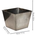 Square Metal Planter with Embossed Pine Tree Design, 18cm | Floristik24.co.uk