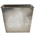 Square Metal Planter with Embossed Pine Tree Design, 18cm | Floristik24.co.uk