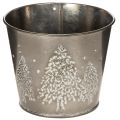 Floristik24 Metal Planter with Glitter Tree Motif, 13cm, Silver