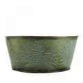 Floristik24 Planter bowl with maple leaves, autumn decoration, metal container green Ø25cm H11cm