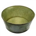 Floristik24 Planter bowl with maple leaves, autumn decoration, metal container green Ø25cm H11cm