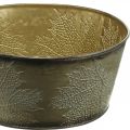 Floristik24 Autumn bowl, metal pot with leaf decoration, golden plant pot Ø25cm H10cm